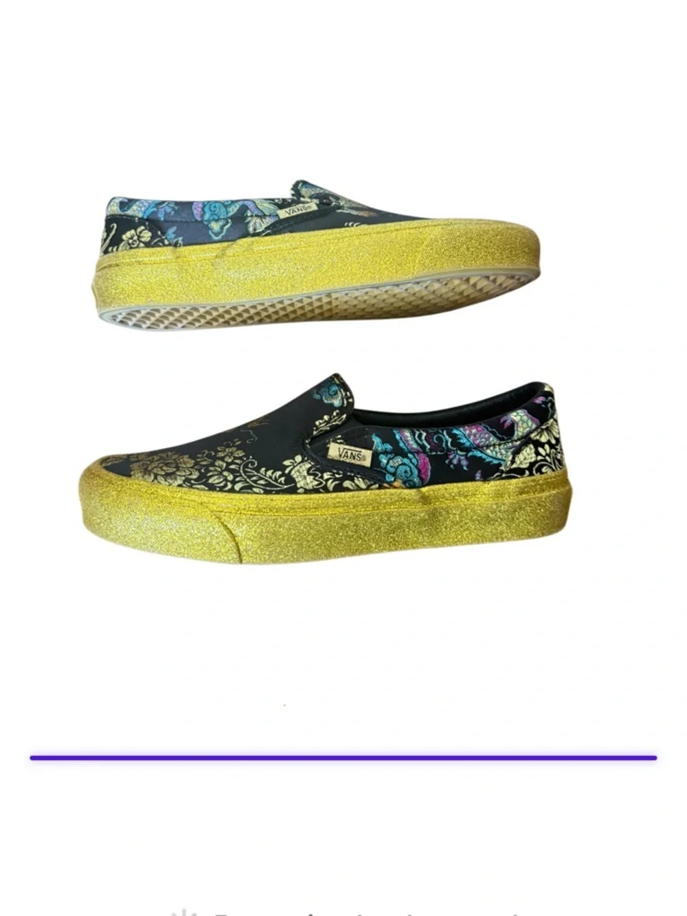 Vans Opening Ceremony x OG Black Slip-On w Gold Glitter Platform -Size 7.5 women